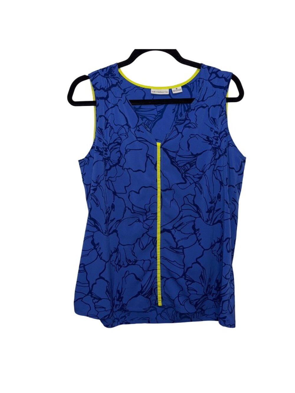 Liz Claiborne Womens Blue Sleeveless Floral Print Top Medium Polyester